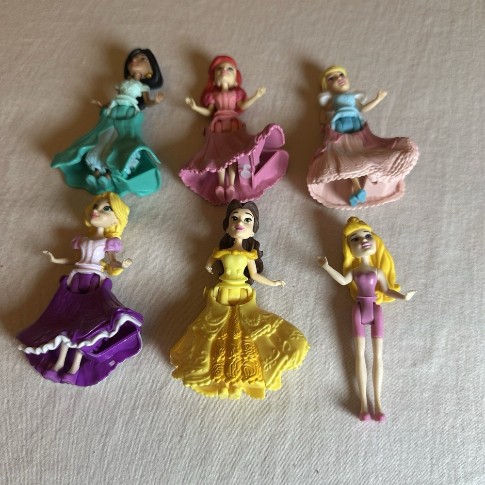 Disney Princess Royal Clips Doll Lot of 6 Mini Dolls w/ 5 Clip On Dresses As Is - Picture 2 of 6